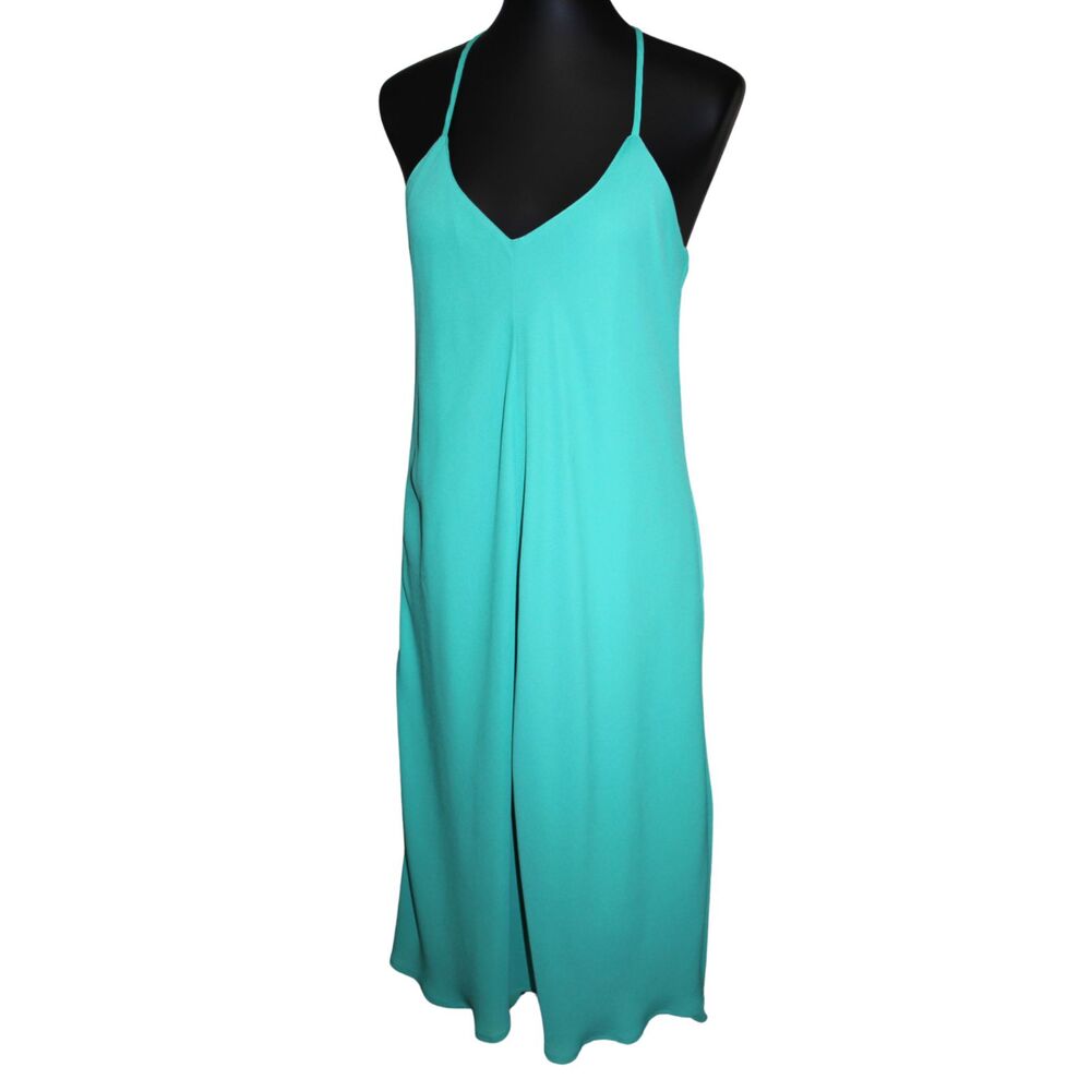 Beach Resort Vacation Flowy Turquoise High Low Maxi Dress Sz 2